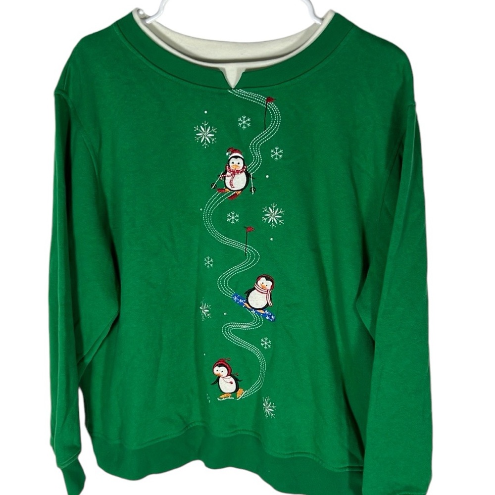 Shenanigans Penguin Christmas Winter Sweater Women’s Size L